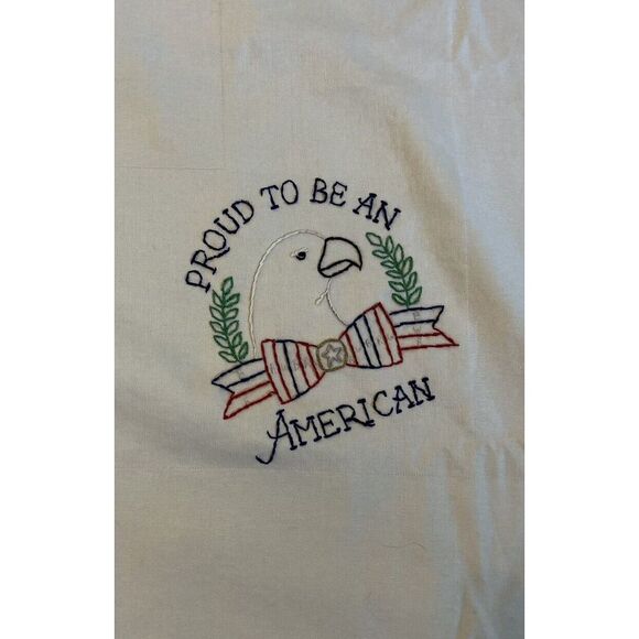 Handmade Cross Stitched Table Cloth 60x63 America Theme Support Our Groups USA - Picture 2 of 5